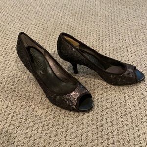 Banana Republic Black sequin peep toe heels 7.5
